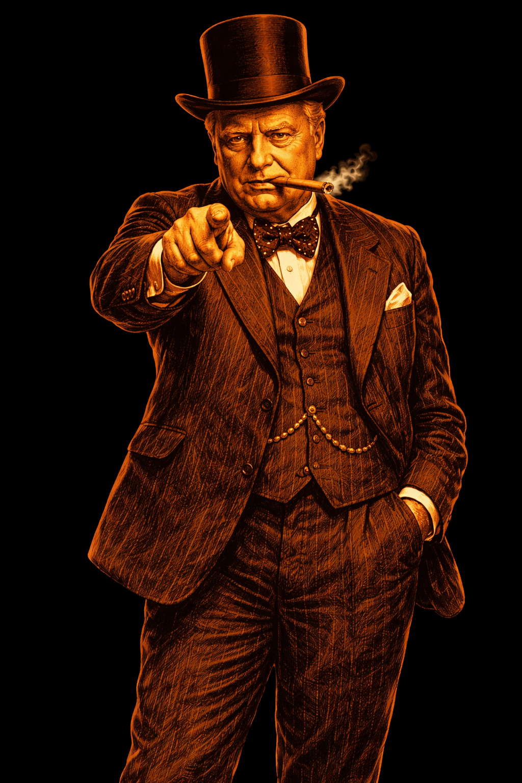 Churchill standing — the Cold Call Killers operative